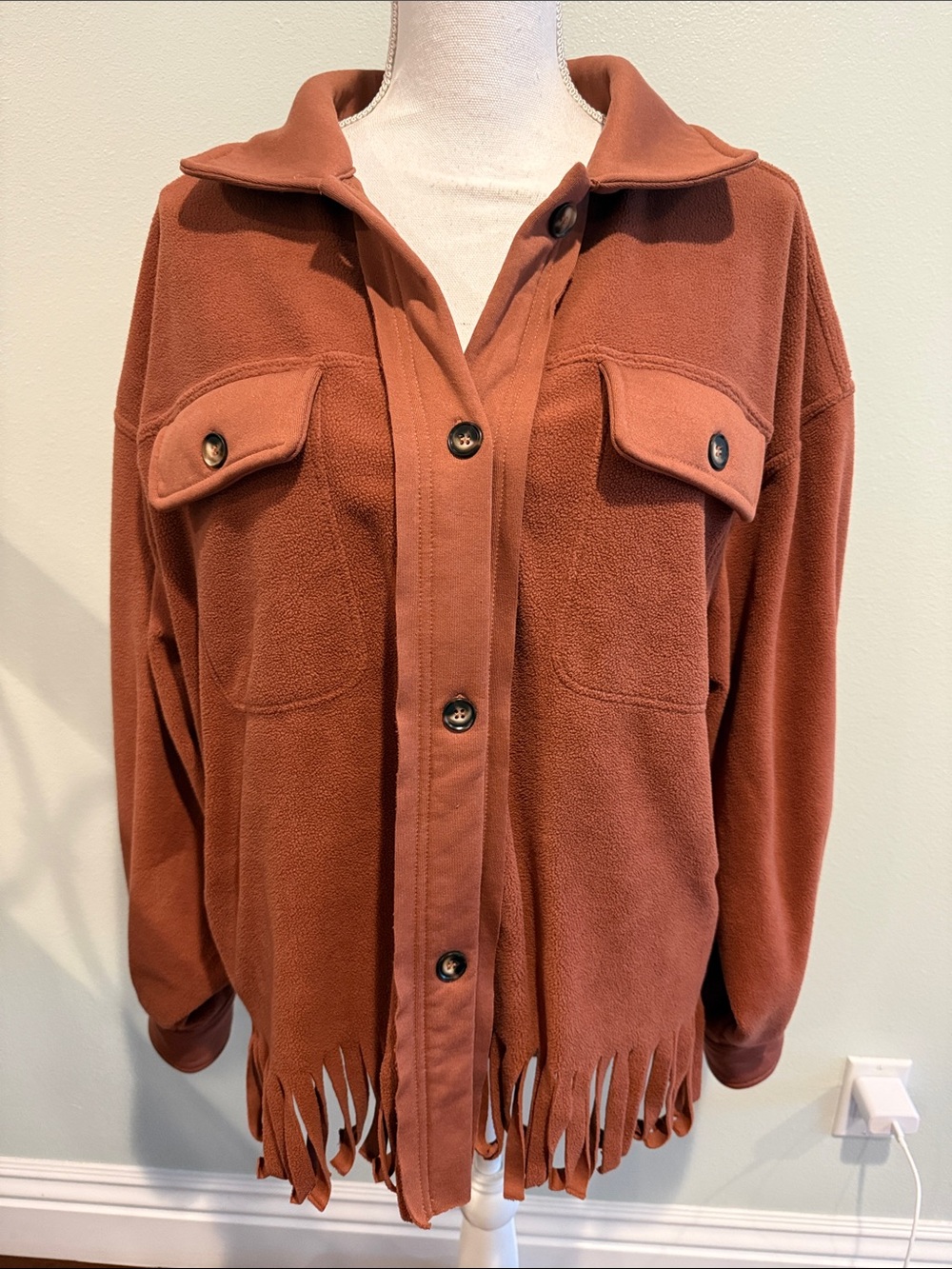 NWTS women’s BiBi Rust Fringe Utility JacketWith fringe ptp 24